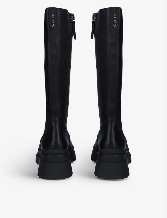 Botas De Combate De Cuero Con Cordones Astoha Negras De Moda De Aldo