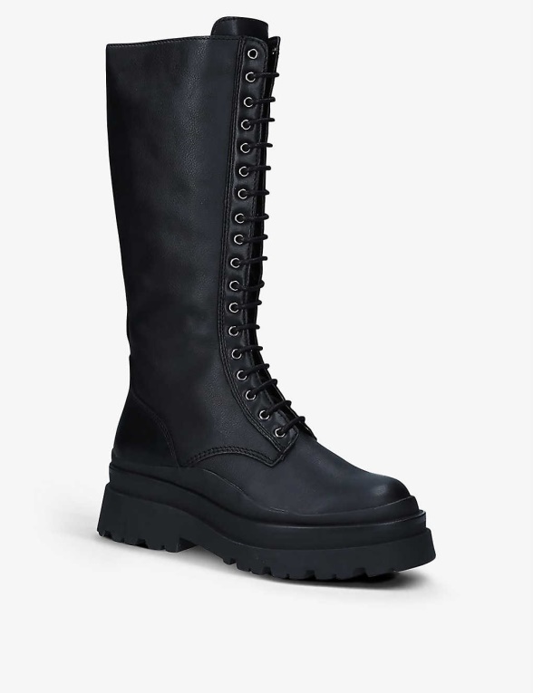 Botas De Combate De Cuero Con Cordones Astoha Negras De Moda De Aldo