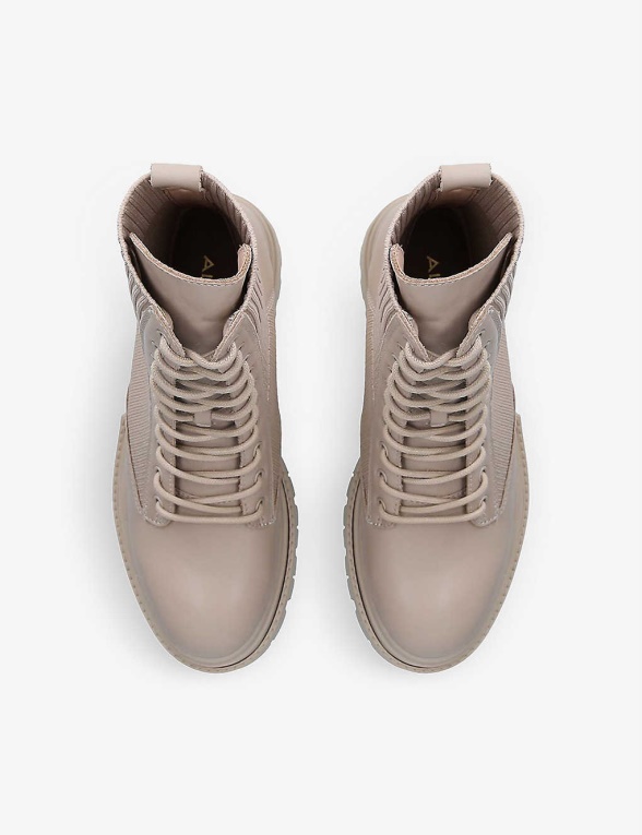 Botines De Cuero Con Panel Tejido Reflow De Aldo En Beige