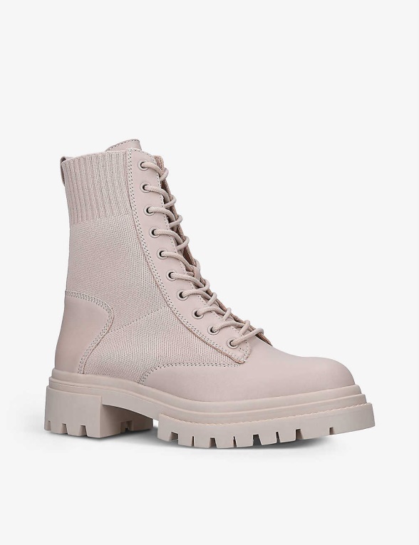 Botines De Cuero Con Panel Tejido Reflow De Aldo En Beige