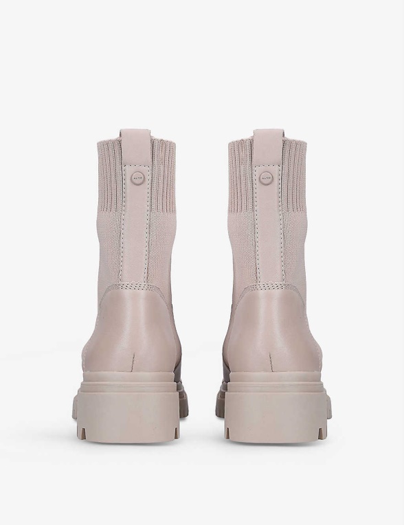 Botines De Cuero Con Panel Tejido Reflow De Aldo En Beige