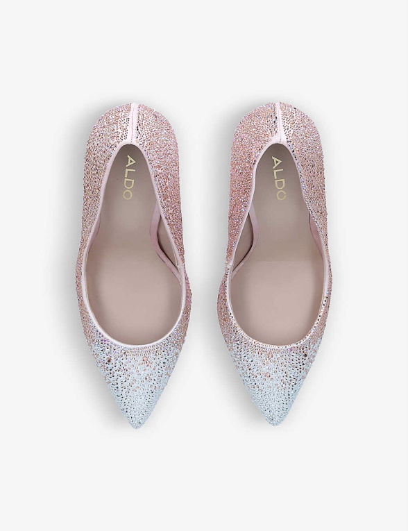 Moda Aldo Stessy Tenis Adornados Con Cristales Rosa Pálido