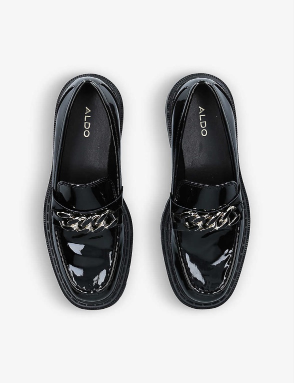 Mocasines De Charol Sintético Adornados Con Cadenas Brixton Negros De Moda Aldo