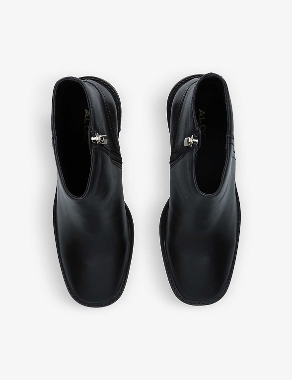 Botines De Piel Con Tacón Cuadrado Filly Moda Aldo Negro