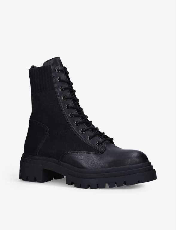 Botines De Cuero Con Panel De Punto Reflow Moda Negro Aldo