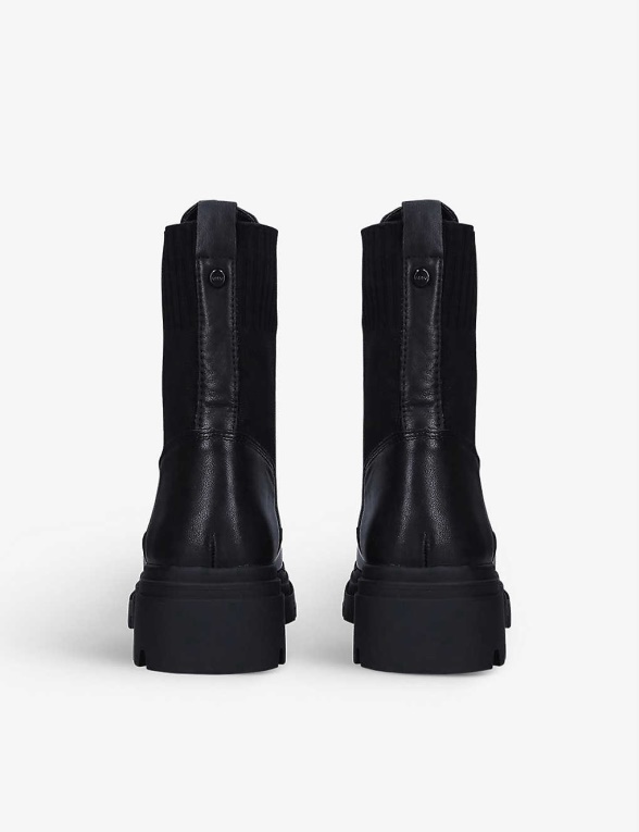 Botines De Cuero Con Panel De Punto Reflow Moda Negro Aldo