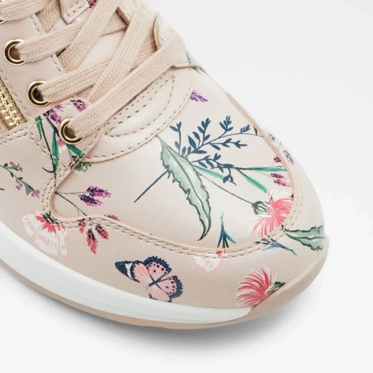 Aldo Adwiwiah Zapatillas De Mujer Con Cordones Y Cuña Rosa Claro Moda