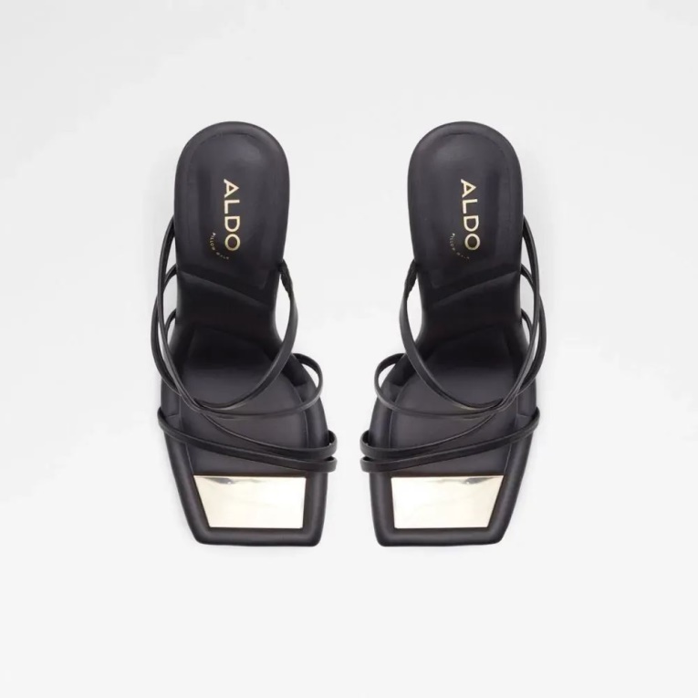 Sandalias De Tacón Con Punta Abierta Para Mujer De Moda Negra Aviah De Aldo