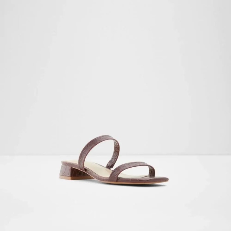 Biliwen Mujer Slip On Sandalia De Tacón Cuadrado Bajo Moda Marrón Oscuro Aldo