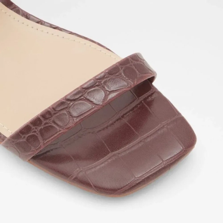 Biliwen Mujer Slip On Sandalia De Tacón Cuadrado Bajo Moda Marrón Oscuro Aldo