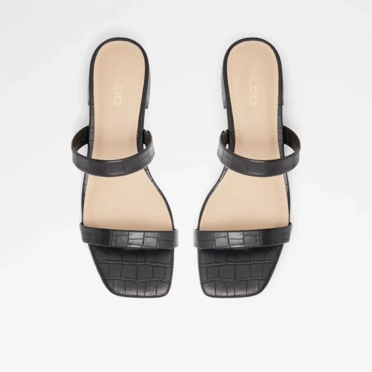 Sandalias De Tacón Bajo En Bloque Para Mujer De Aldo Biliwen De Color Negro A La Moda