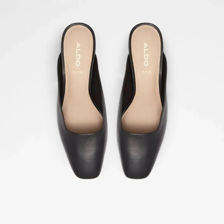Mule Negro Con Tacón En Bloque Y Punta Cuadrada Para Mujer Brerwen De Moda Aldo