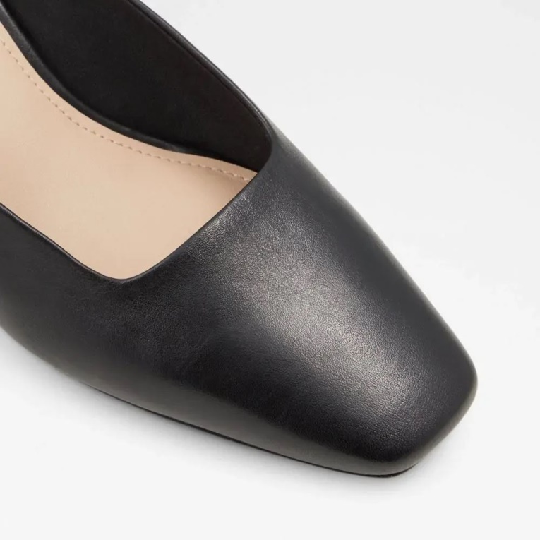 Mule Negro Con Tacón En Bloque Y Punta Cuadrada Para Mujer Brerwen De Moda Aldo