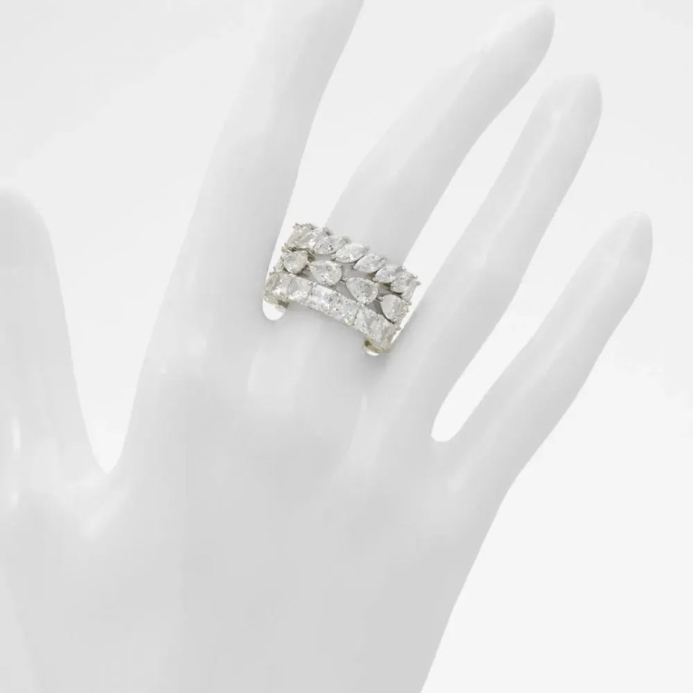 Moda Plata/transparente Multi Briolette Accesorios De Mujer Anillo Aldo