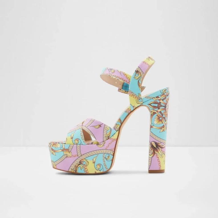 Sandalia De Mujer Camelia Con Tira Al Tobillo Y Tacón Aldo Fashion Multicolor