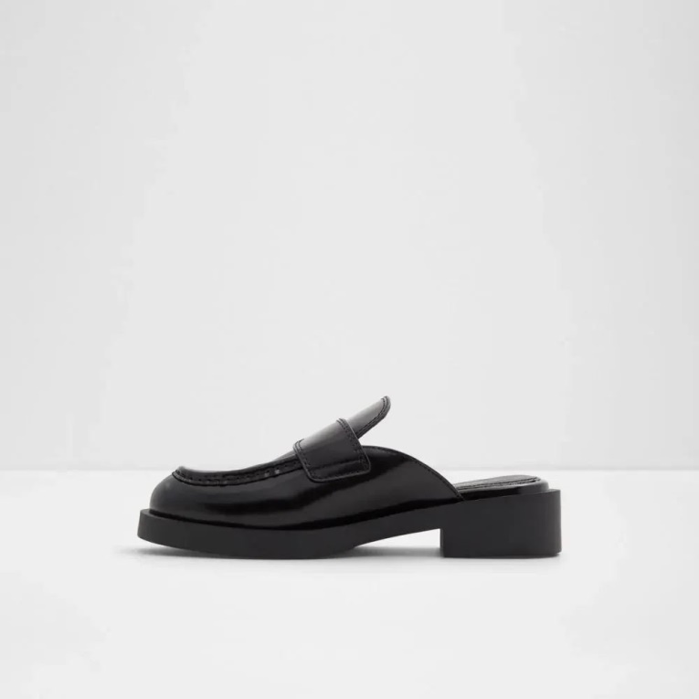 Mule De Tacón Abierto Con Suela Dentada De Mujer Aldo Confusum Negro De Moda