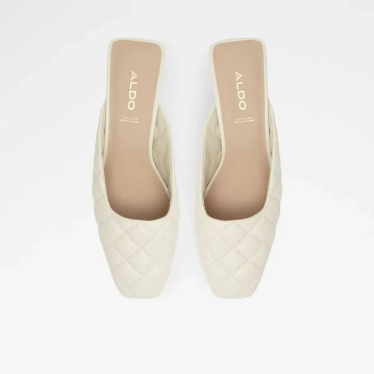 Otro Blanco Drena Mule Con Tacón En Bloque Y Puntera Cuadrada De Mujer Moda Aldo