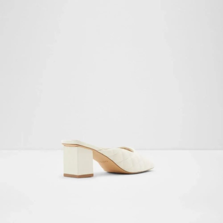 Otro Blanco Drena Mule Con Tacón En Bloque Y Puntera Cuadrada De Mujer Moda Aldo