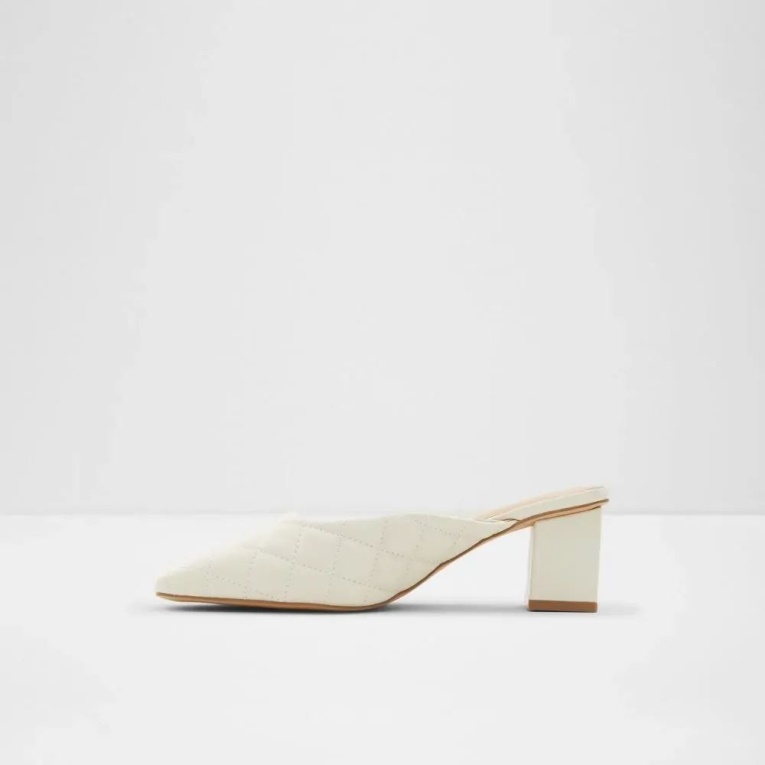 Otro Blanco Drena Mule Con Tacón En Bloque Y Puntera Cuadrada De Mujer Moda Aldo