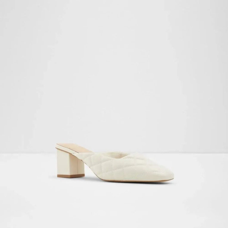 Otro Blanco Drena Mule Con Tacón En Bloque Y Puntera Cuadrada De Mujer Moda Aldo