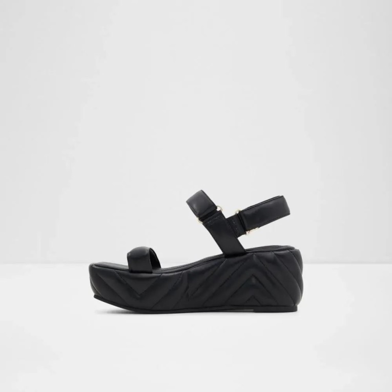 Sandalias De Cuña Acolchadas De Mujer Aldo Eroellan Negro Moda