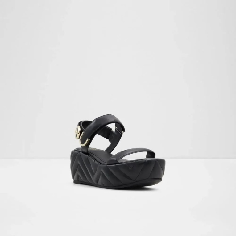 Aldo Fashion Eroellan - Sandalias De Cuña Plana Para Mujer, Color Negro