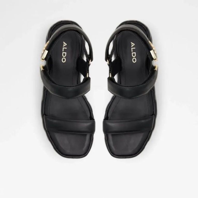 Aldo Fashion Eroellan - Sandalias De Cuña Plana Para Mujer, Color Negro