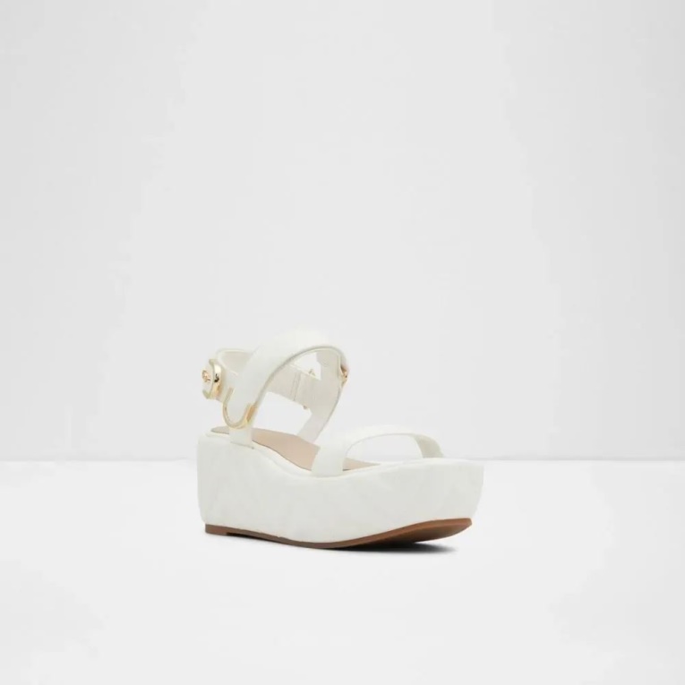 Sandalias De Mujer Con Cuña Acolchada Eroellan En Blanco De Moda De Aldo