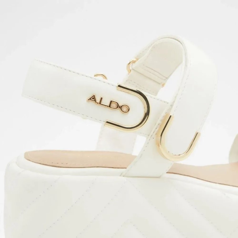 Sandalias De Mujer Con Cuña Acolchada Eroellan En Blanco De Moda De Aldo