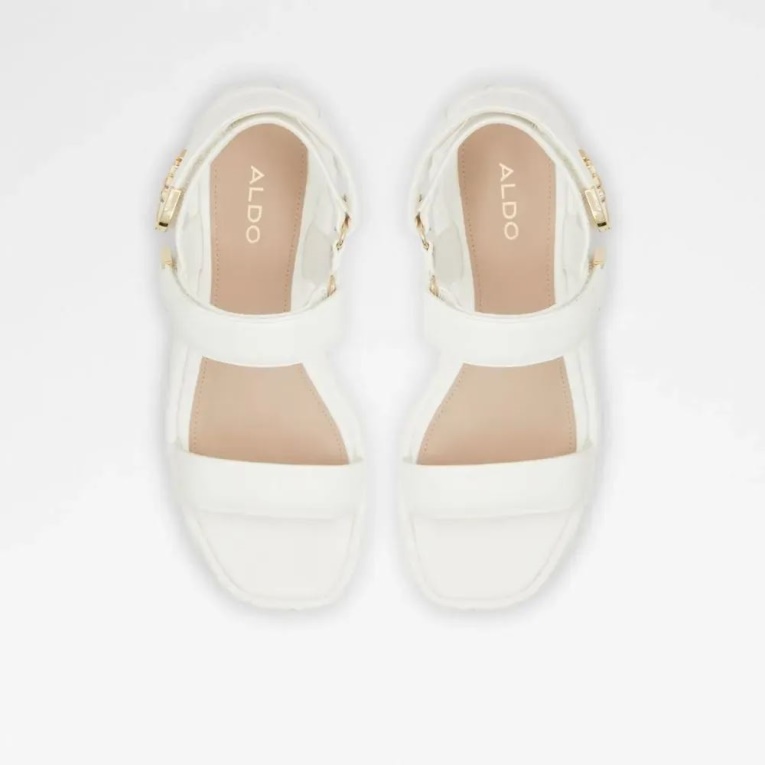 Sandalias De Mujer Con Cuña Acolchada Eroellan En Blanco De Moda De Aldo