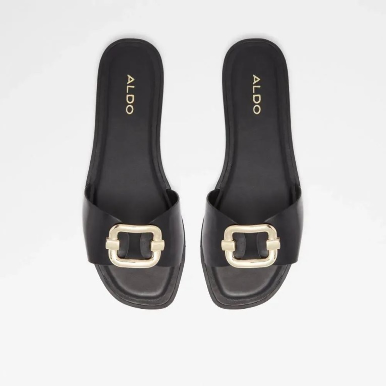 Sandalia Plana De Mujer Aldo Glaeswen De Moda Negra