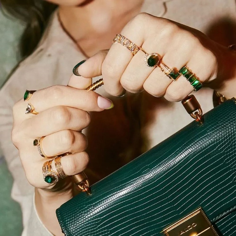 Verde Oscuro Moda Aldo Gwareri Accesorios De Mujer Anillo