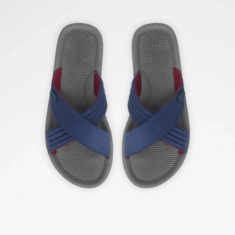 Sandalia Plana Casual Para Hombre De Inderpaul Aldo Fashion Azul Marino