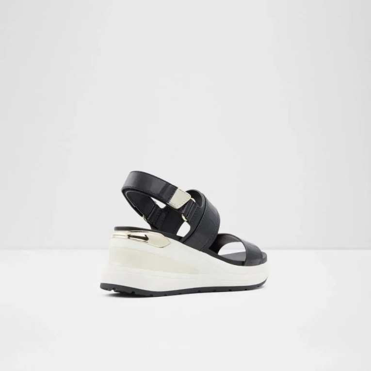 Negro Jennerena Sandalia De Cuña De Dos Piezas Para Mujer Aldo Fashion