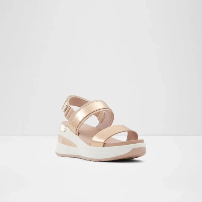 Jennerena Mujer Sandalias Con Cuña De Dos Piezas Moda Oro Rosa Aldo