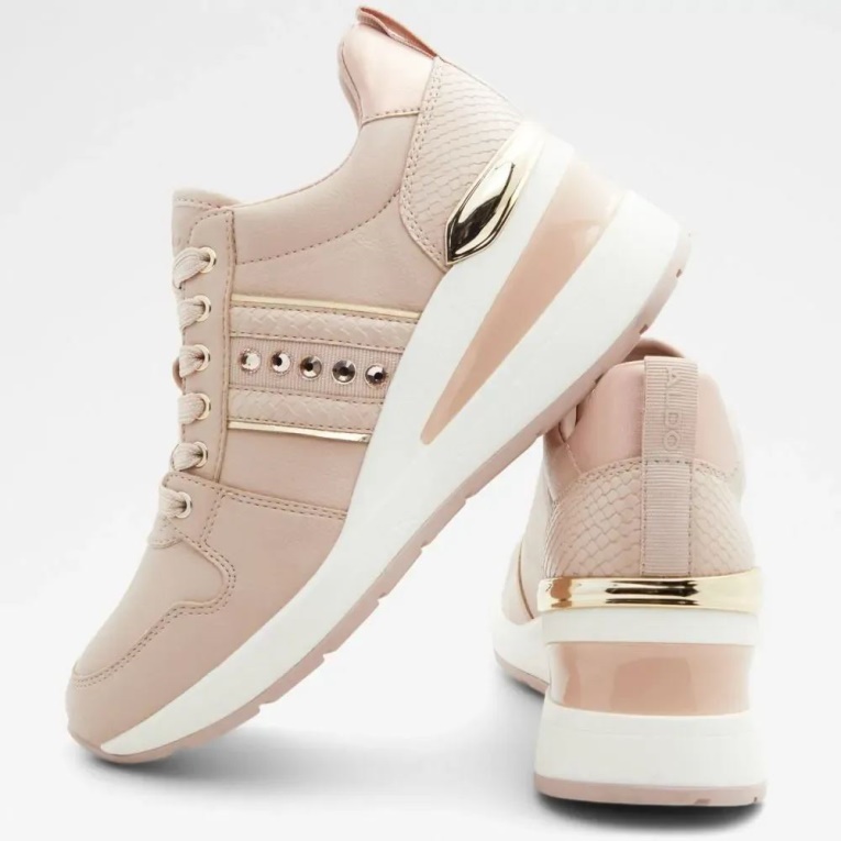 Zapatilla De Cuña De Mujer Aldo Larose De Moda Rosa Claro