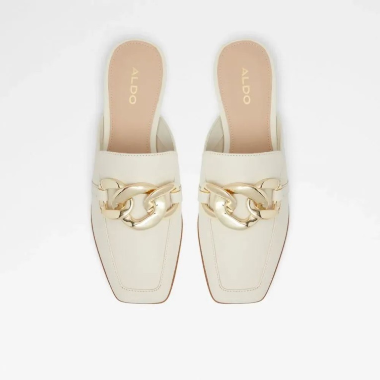 Mula Plana De Mujer Lamina Slip On Fashion Aldo Otro Blanco