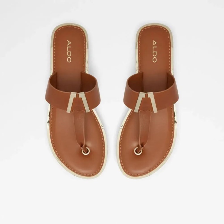 Malibu Sandalia De Dedo Plana De Mujer Moda Aldo Cognac