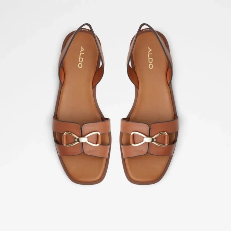 Odele Mujer Sandalias Planas Con Puntera Abierta Moda Marrón Medio Aldo