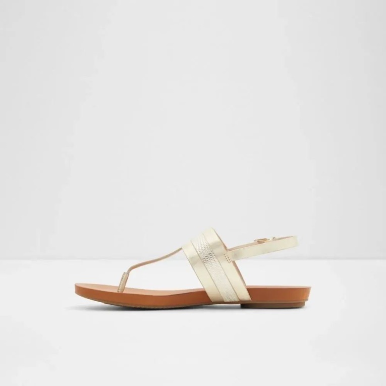 Sandalias Planas Con Tiras Para Mujer De Pandra Champán De Moda Aldo