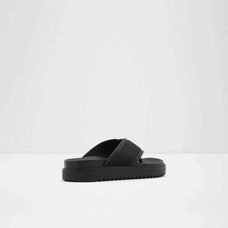 Sandalia De Tiras Planas Para Hombre Rondo Negro De Aldo Fashion