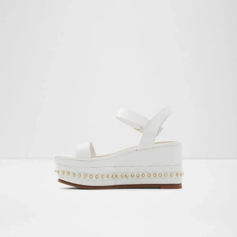 Sandalia Plana De Mujer Aldo White Selia De Moda
