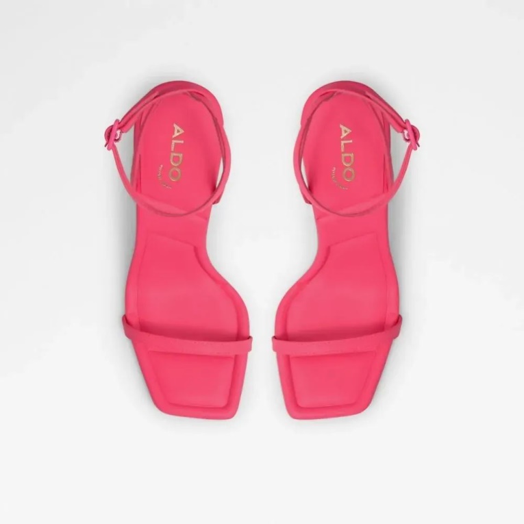 Zapato De Tacón De Mujer Con Correa En El Tobillo De Aldo Vivanti Rosa Brillante De Moda