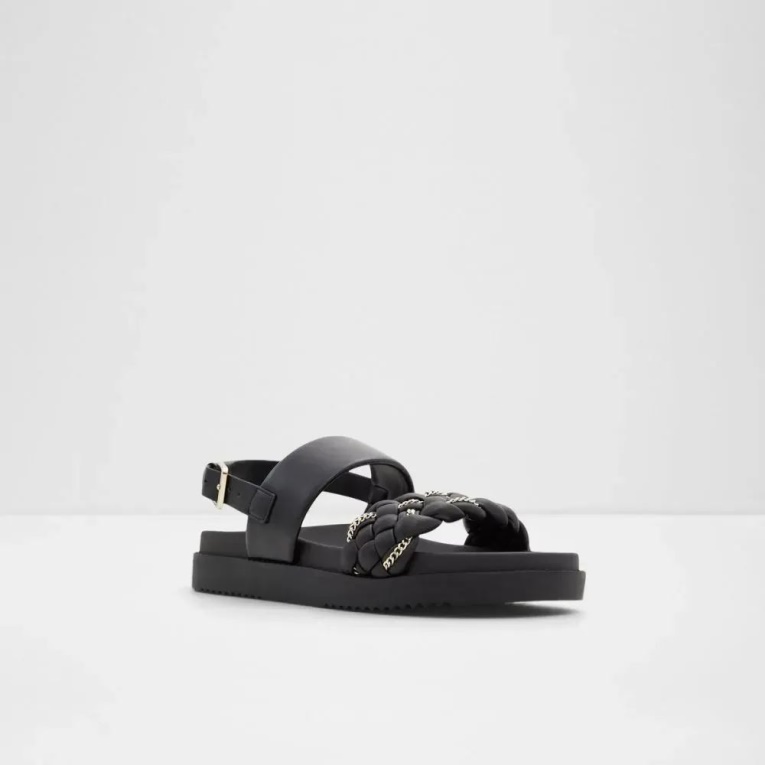 Negro Sandalias Planas De Dos Piezas De Mujer Aldo Fashion Yboha
