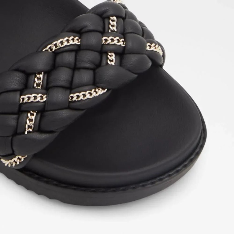 Negro Sandalias Planas De Dos Piezas De Mujer Aldo Fashion Yboha