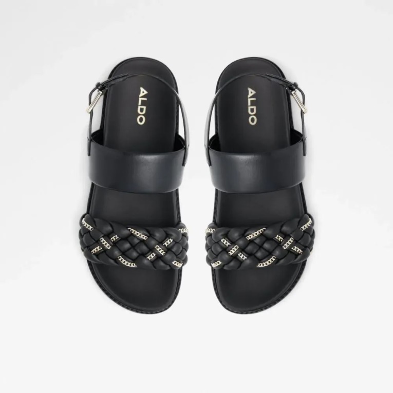 Negro Sandalias Planas De Dos Piezas De Mujer Aldo Fashion Yboha