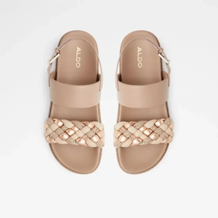 Yboha Sandalias Planas De Dos Piezas Para Mujer Fashion Rosa Dorado Aldo