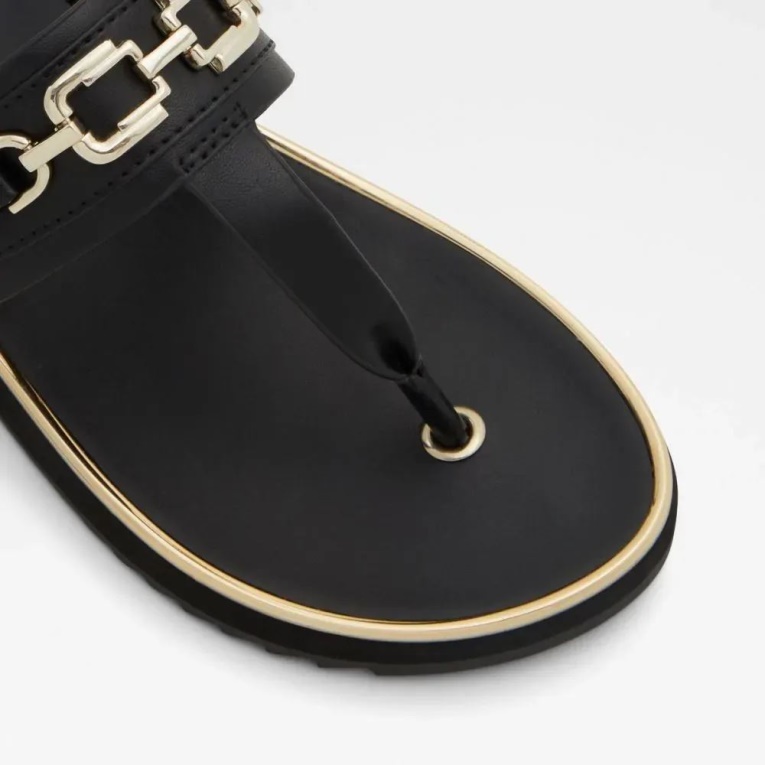 Aldo Yerral Sandalia De Playa Con Tira En T De Mujer Negro Moda