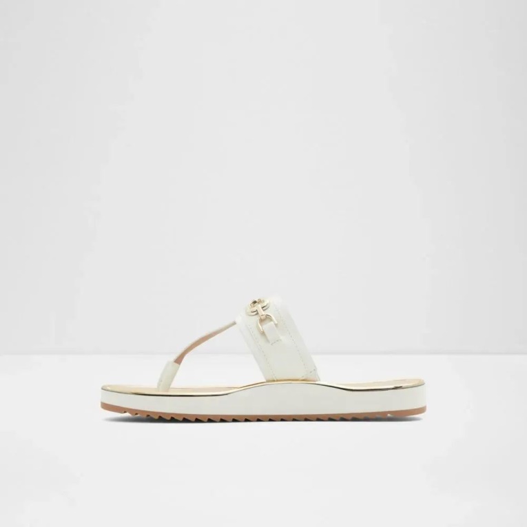 Sandalia De Playa Con Correa En T Para Mujer Yerral De Otro Color Blanco De Moda Aldo